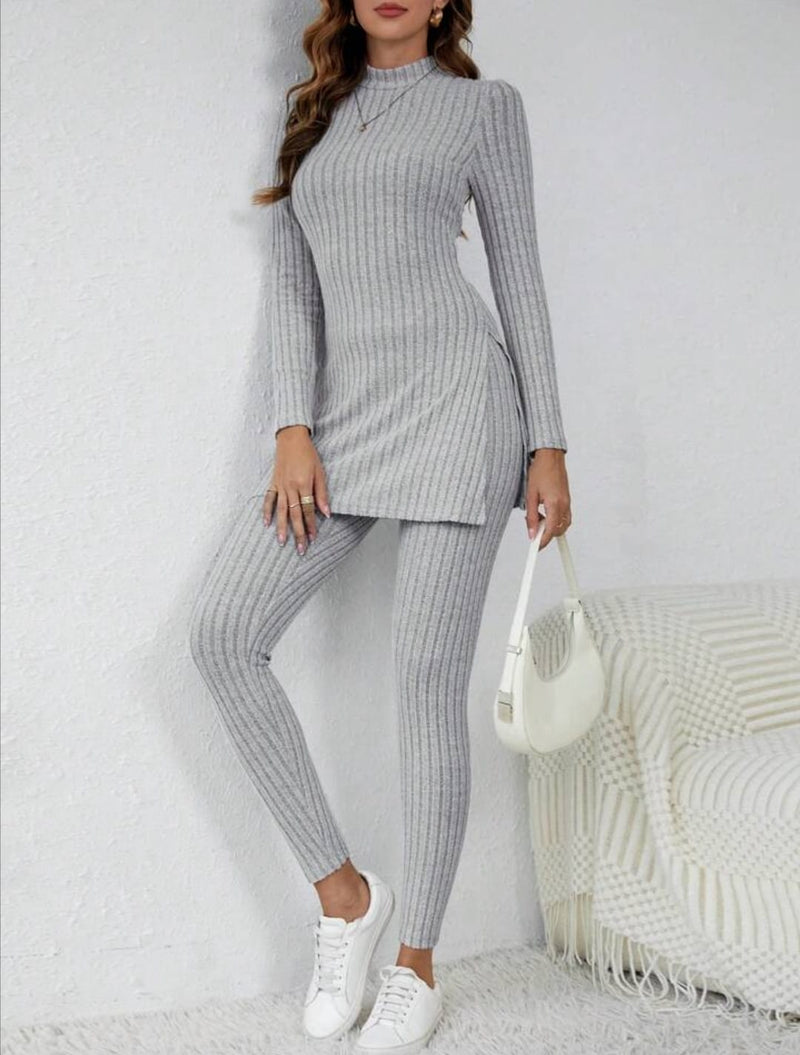 Zanzea Ribbed Knit Lounge Set S4241869 - TUZZUT Qatar Online Shopping
