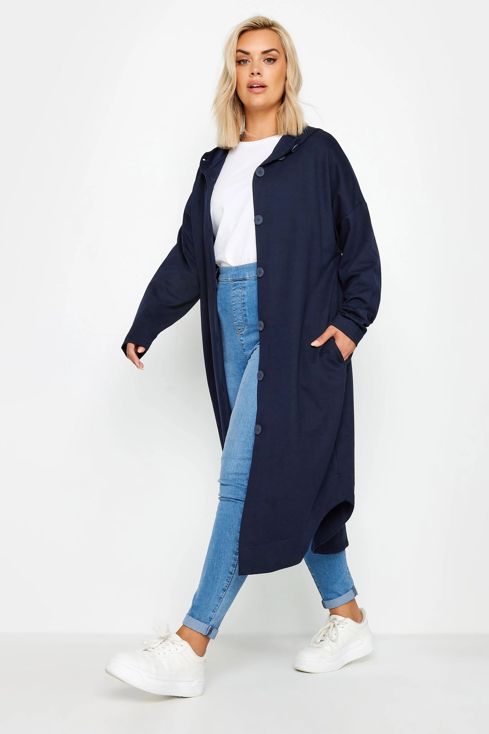 Curve Button Through Hooded Maxi Jacket 55943 Curve Button Through Hooded Maxi Jacket 55943