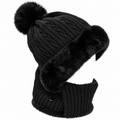 Women’s Knitted Winter Hood with Plush Trim