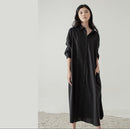 Elegant and stylish women's long shirt dress with lapel solid color long sleeve S258963 - TUZZUT Qatar Online Shopping