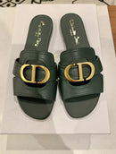 Flat Slides Green Calfskin Sandal S339675488 - TUZZUT Qatar Online Shopping
