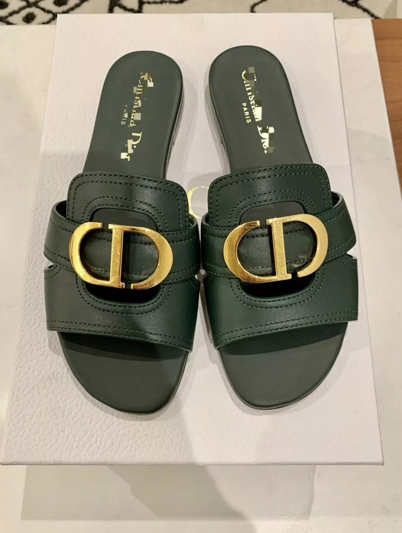 Flat Slides Green Calfskin Sandal S339675488 - TUZZUT Qatar Online Shopping