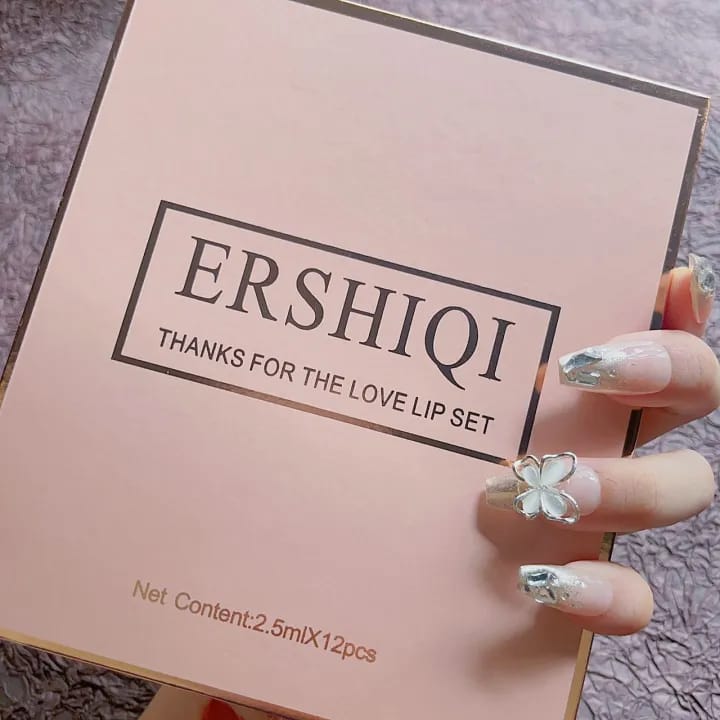 12in1 NEW Ershiqi 12pcs Thanks for the love lip set long lasting lip glaze lip gloss - TUZZUT Qatar Online Shopping