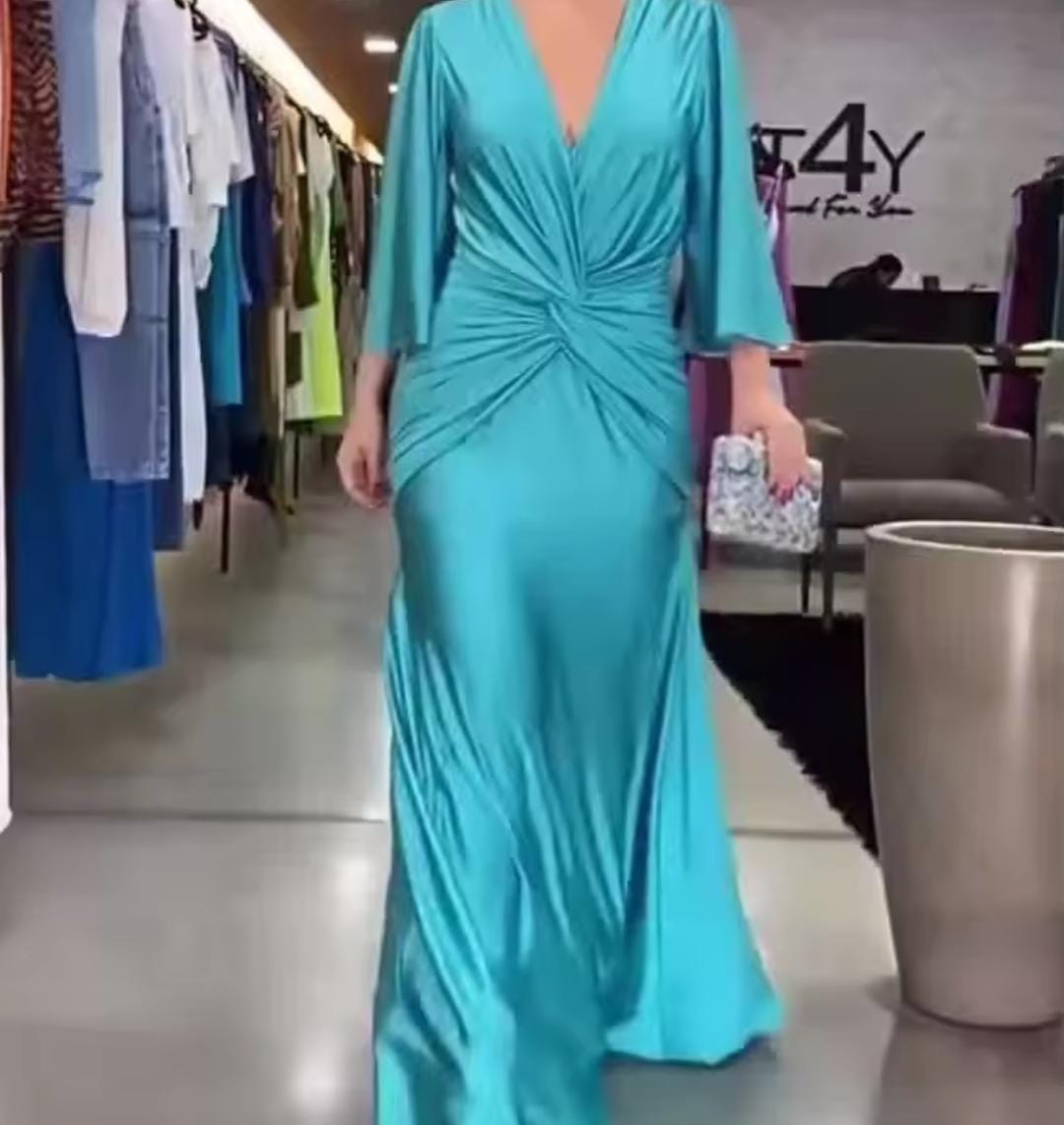 Women's Long Sleeve V-Neck Maxi Dress B-304194 Women's Long Sleeve V-Neck Maxi Dress B-304194