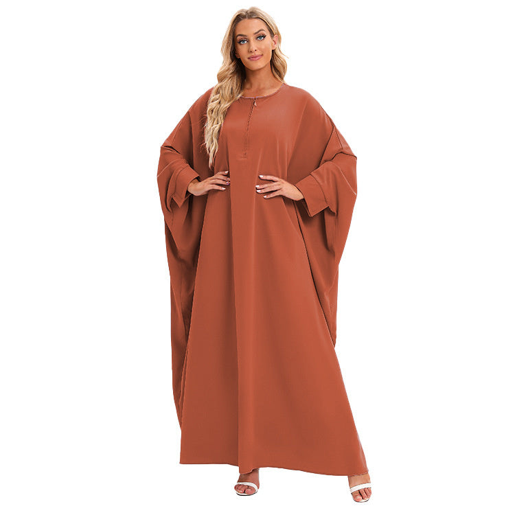 Women Muslim Prayer Dress One Piece Prayer Abaya Batwing Sleeve Islamic Clothing Dubai Saudi Arabia L B-61822 - Tuzzut.com Qatar Online Shopping
