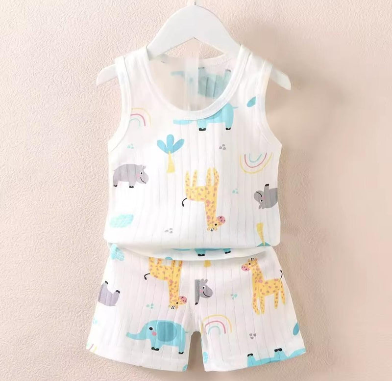 Kids Print  T-shirt Vest Tops Shorts Sets   1590667 - TUZZUT Qatar Online Shopping