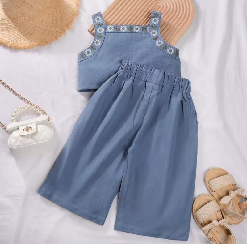 Baby Girls Clothes Vest Tops + Wide Leg Pants Suit   1587677 - TUZZUT Qatar Online Shopping