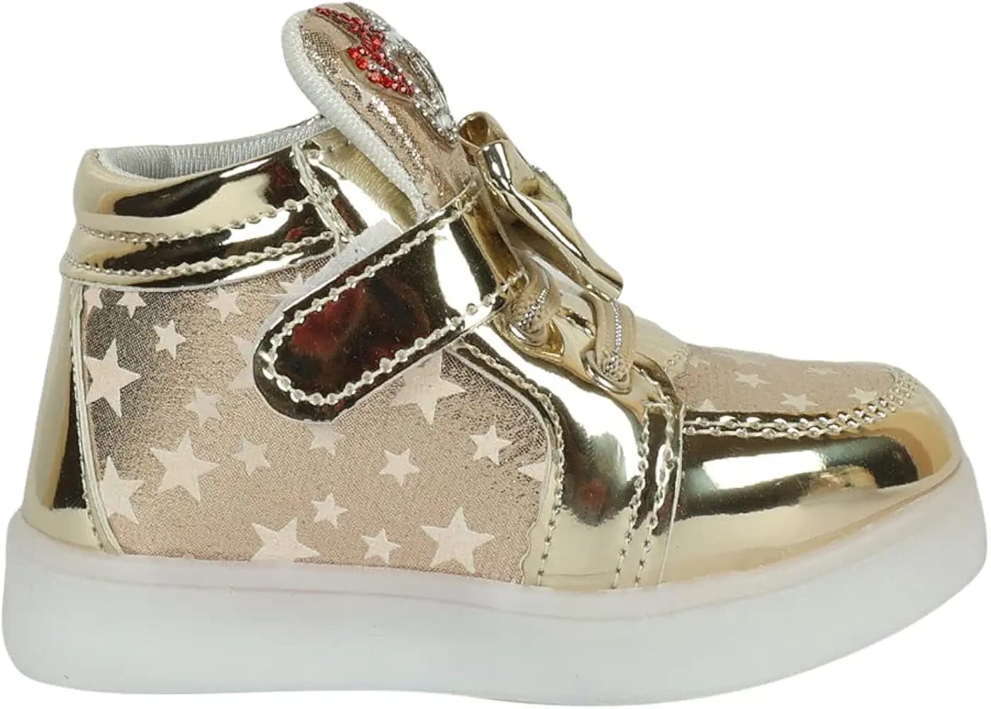 Hopscotch Girls Synthetic/PU All-Over Print LED Sneakers in Gold Color 279522 Hopscotch Girls Synthetic/PU All-Over Print LED Sneakers in Gold Color 279522