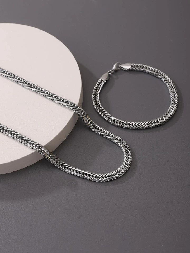 2pcs/Set Fashionable Minimalist Chain Jewelry Set For Women For Daily Decoration - Tuzzut.com Qatar Online Shopping