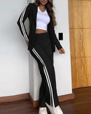 Women's Side-Stripe Decorated Long Sleeve Blazer and Pants Two-Piece Suit Set 179611 - TUZZUT Qatar Online Shopping