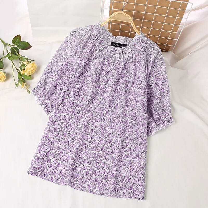 ZANZEA Women Ruffle T shirt Beach O Neck Floral Printed Blouse Tops Holiday S4592945 ZANZEA Women Ruffle T shirt Beach O Neck Floral Printed Blouse Tops Holiday S4592945
