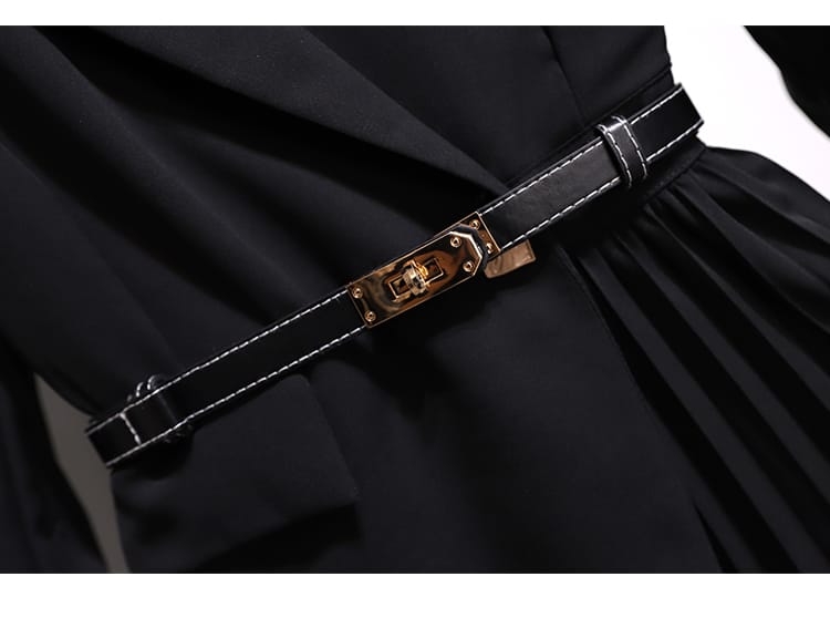 Vintage Pleated Belt Patchwork One Piece Blazer X4030153 Vintage Pleated Belt Patchwork One Piece Blazer X4030153