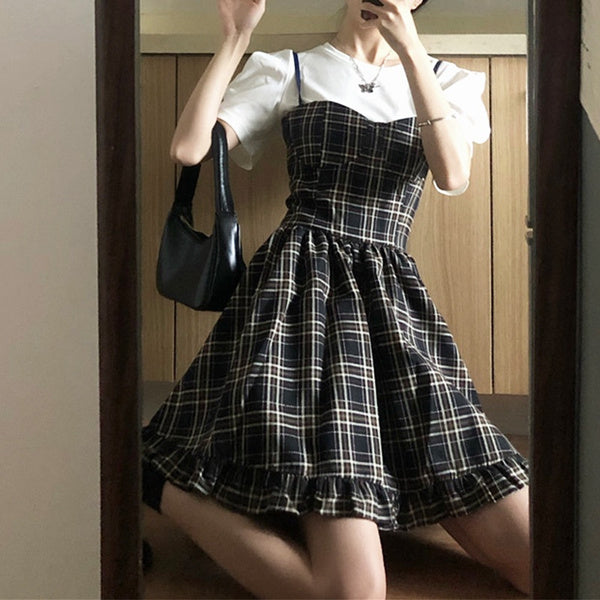 Womens New Korean Sleeveless Skirt High Waist Lolita Dress 566102 L Womens New Korean Sleeveless Skirt High Waist Lolita Dress 566102 L