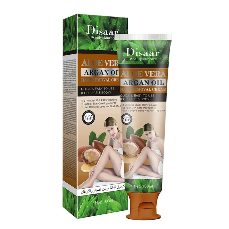 Disaar Aloe Argan Oil Hair Removal Cream Gentle Hair Removal Underarms Thighs Arms Hair Removal Depilation Cream100ML - Tuzzut.com Qatar Online Shopping