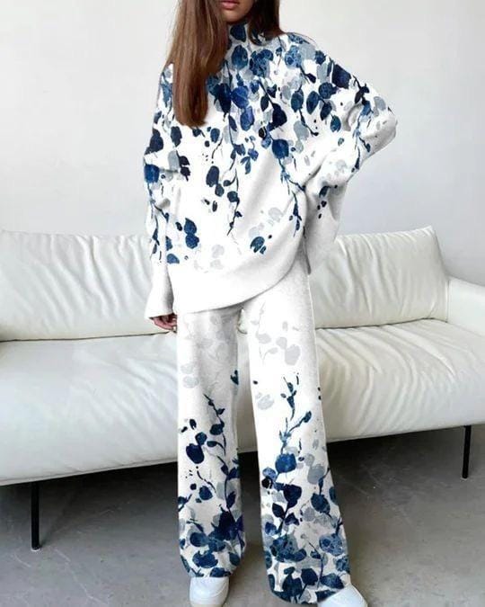 Women Fashion Printed Drop Shoulder Top and Pants 441DIL Women Fashion Printed Drop Shoulder Top and Pants 441DIL