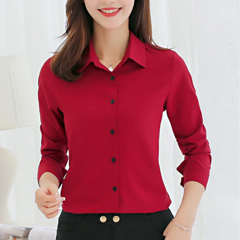 Women's Long Sleeve Solid Color Shirts & Blouses L 514778