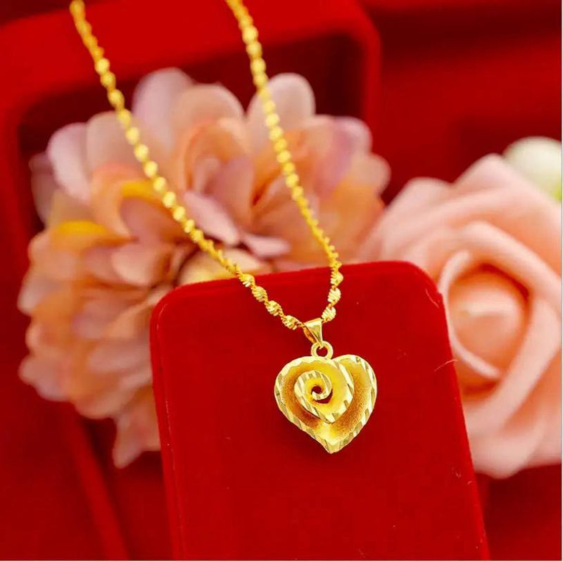 Gold Peach Heart Pendant Necklace for Girlfriend Women Wedding Engagement Jewelry S4851269 - Tuzzut.com Qatar Online Shopping