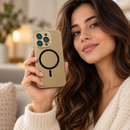 Iphone 14pro Magnetic Ring Phone Case with Triple Camera Protection Gold MF 1967