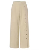 Women's Wide Leg Pants Loose Cotton Hemp High Waist Fashion Trousers    B101470 - TUZZUT Qatar Online Shopping