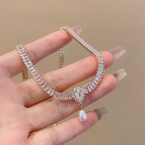 Women's Pearl Dangle Jewellery Necklace B-373934