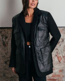 Jacket with leather-like front and adjustable belt with purse  S037251 - TUZZUT Qatar Online Shopping