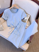 2 Pcs Women's Short Sleeve Pants Set 450126 - TUZZUT Qatar Online Shopping