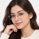 Unisex Classic Round Silver Metal Frame Clear Lens Eyeglasses MF 1949