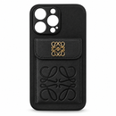 IP 14PROMAX Black Leather Case with Card Holder Pocket & Gold-Tone Emblem MF 1988