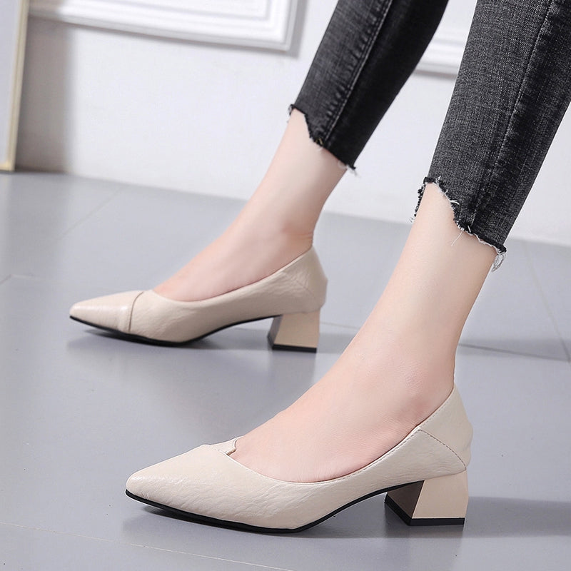 Women's Fashion Pumps Medium Heels Shoes - 188 - Tuzzut.com Qatar Online Shopping