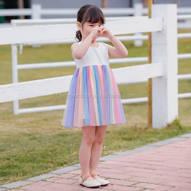 Kids' Cotton Knit Top and Colorful Mesh Skirt One Piece Tutu Dress 4-5Y X3150966 - Tuzzut.com Qatar Online Shopping