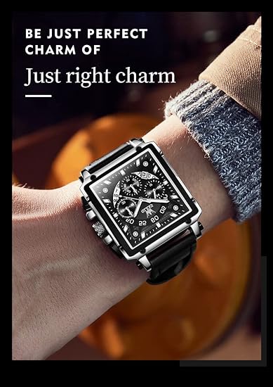 OLEVS Square Chronograph Leather Watch W7531 - TUZZUT Qatar Online Shopping