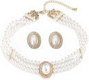 Aleasha White Pearl Necklaces Earrings Set AL88
