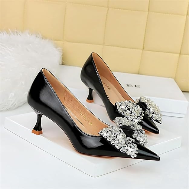 Rhinestone Butterfly Lady Low Heel Shoes S3083 - TUZZUT Qatar Online Shopping