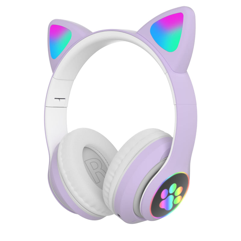 Cute Cat Headphones Bluetooth Girls Kids Glowing Wireless Earphones with built-in Mic S3192974 - Tuzzut.com Qatar Online Shopping