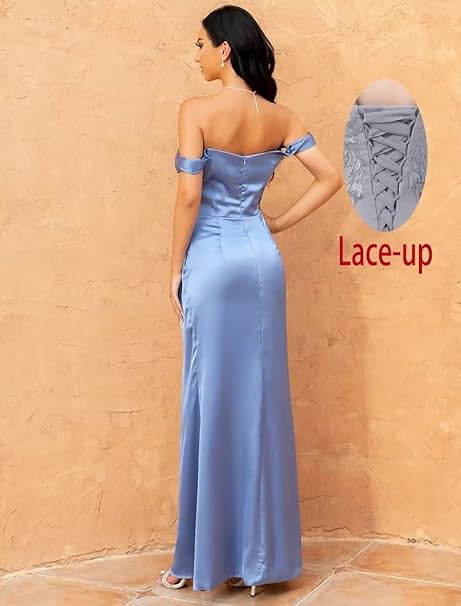 High Quality Satin Made Mermaid High Split Side Evening Party Dress S07172737 High Quality Satin Made Mermaid High Split Side Evening Party Dress S07172737