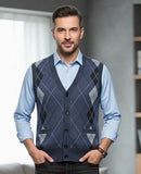 Mens Thick Argyle Sleeveless Sweater 64148 - TUZZUT Qatar Online Shopping