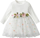 Baby Girls Floral Dress Toddler Tulle One Piece Long Sleeve 1441248 - TUZZUT Qatar Online Shopping