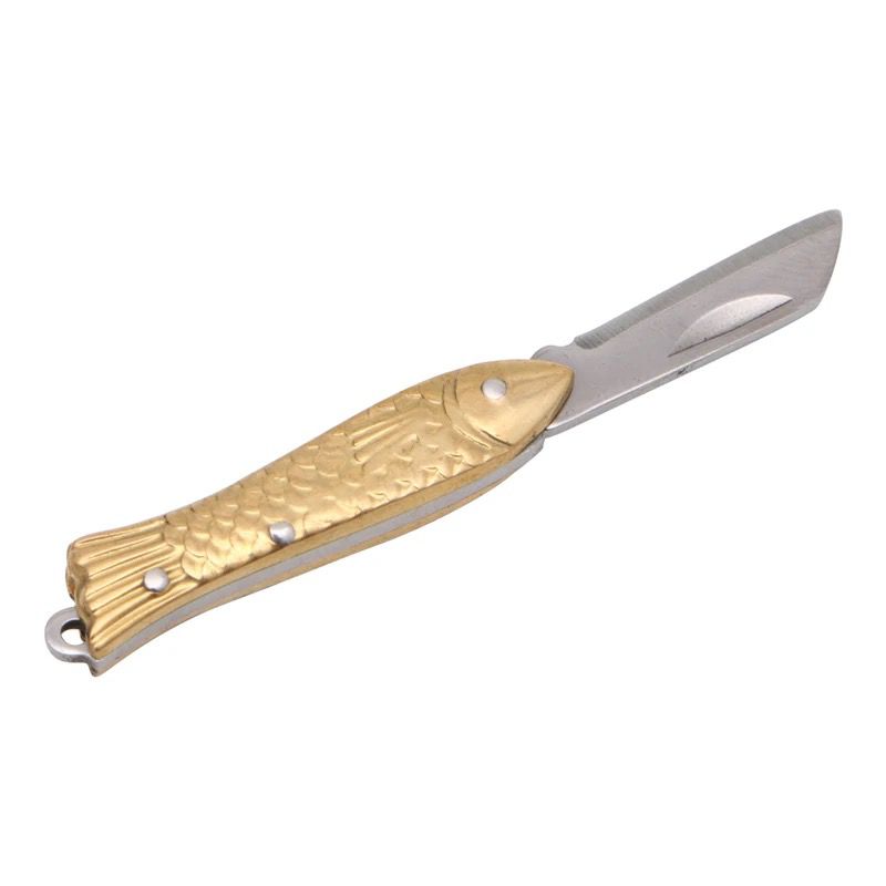 Fish-shape Keyring Pocket Keychain Tactical Small Folding Folder Knife Brass S 4442932 - Tuzzut.com Qatar Online Shopping