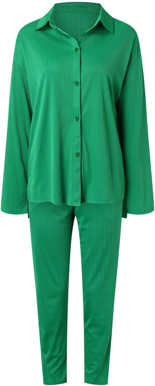 Womens Fashion Casual Large Size Long Sleeve Shirt High Waist Slim Fit Pants Suit M 001590008 Womens Fashion Casual Large Size Long Sleeve Shirt High Waist Slim Fit Pants Suit M 001590008