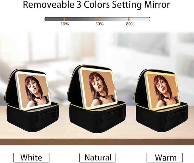 Travel Makeup Bag with 3 Setting Adjustable LED Mirror Travel Makeup Bag with 3 Setting Adjustable LED Mirror