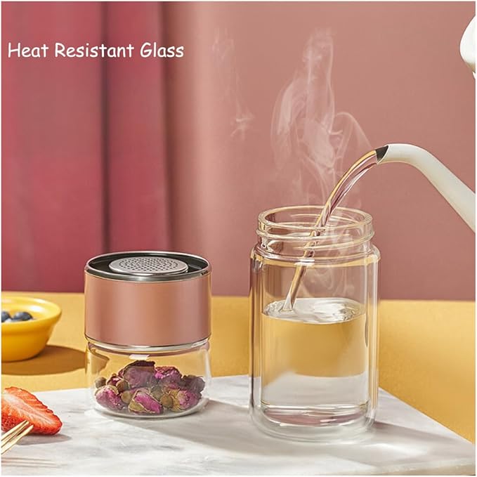 Stainless Steel Strainer Tea Double Layer Design Glass Mug 117906 420ml