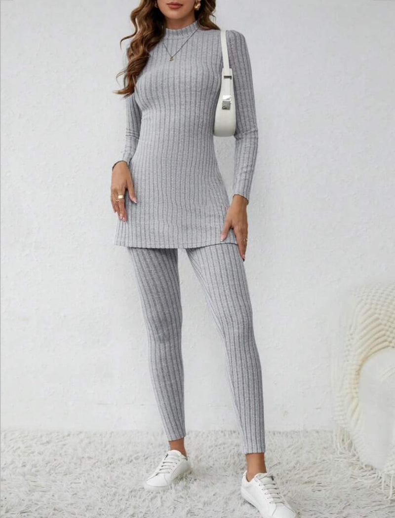 Zanzea Ribbed Knit Lounge Set S4241869 - TUZZUT Qatar Online Shopping
