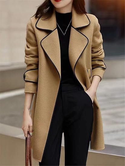 Winter Solid Color Loose Casual Woolen Coat 54084 Winter Solid Color Loose Casual Woolen Coat 54084