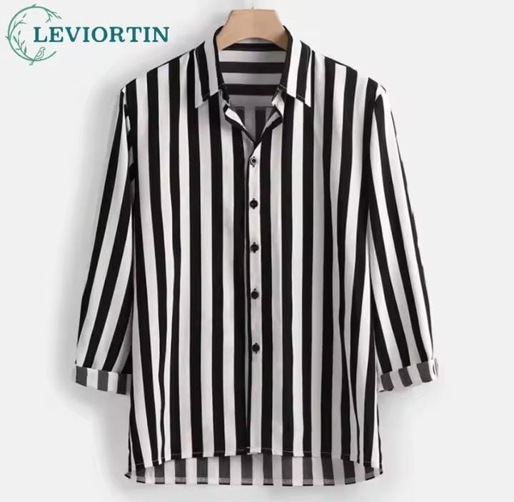 Men's Long-Sleeved Collar Striped Shirt S4968373 Men's Long-Sleeved Collar Striped Shirt S4968373