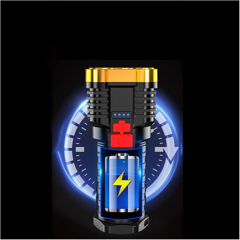 5LED High Power Led Flashlights Rechargeable Camping Spotlight with Side Light 3 Lighting Modes for Camping Adventure Outdoor