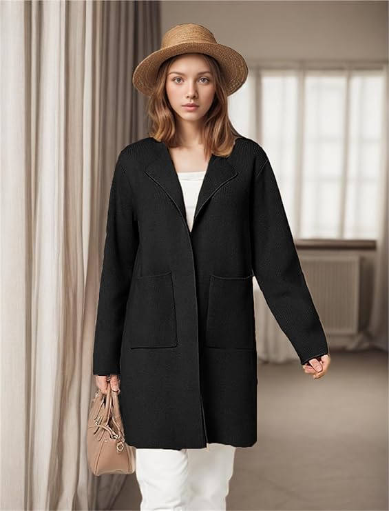 Women's Casual Open Front Cardigan Sweater Coat with Pockets 172597 Women's Casual Open Front Cardigan Sweater Coat with Pockets 172597