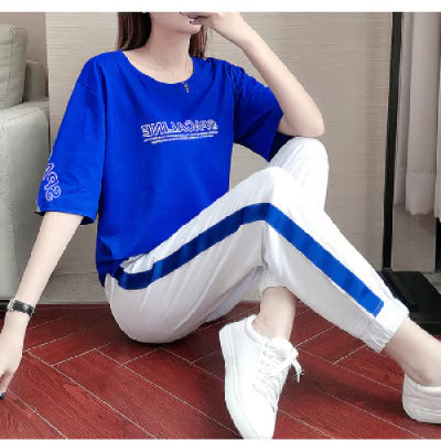 2 Pcs Women's Short Sleeve Solid Color T-shirt Sets M 583251
