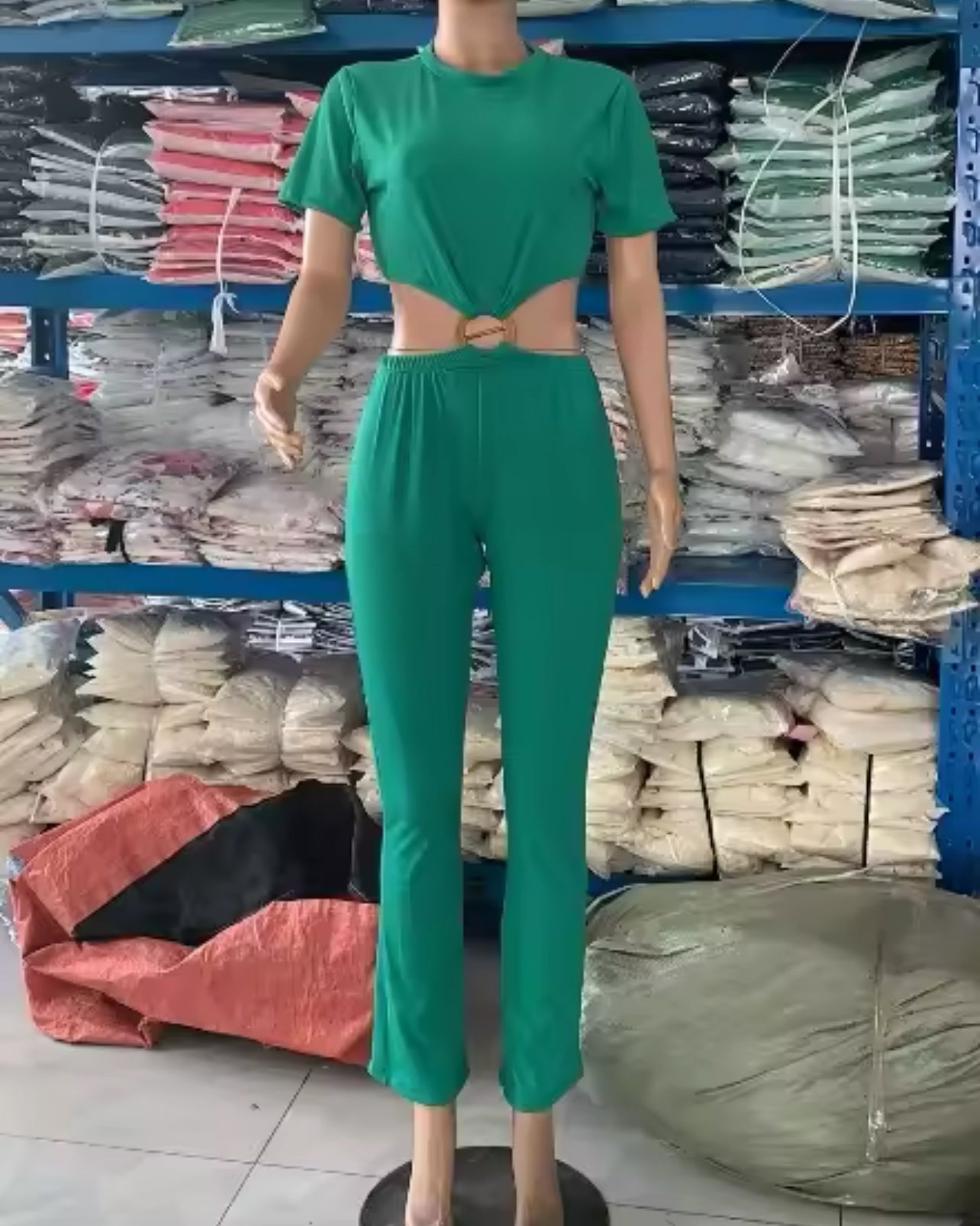 2 Pcs Women's Short Sleeve Solid Color Jumpsuit XL 563807 2 Pcs Women's Short Sleeve Solid Color Jumpsuit XL 563807