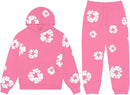 Flowers Printed Hoodie And Pant Pink Tracksuit for Men And Women 7013792 - TUZZUT Qatar Online Shopping
