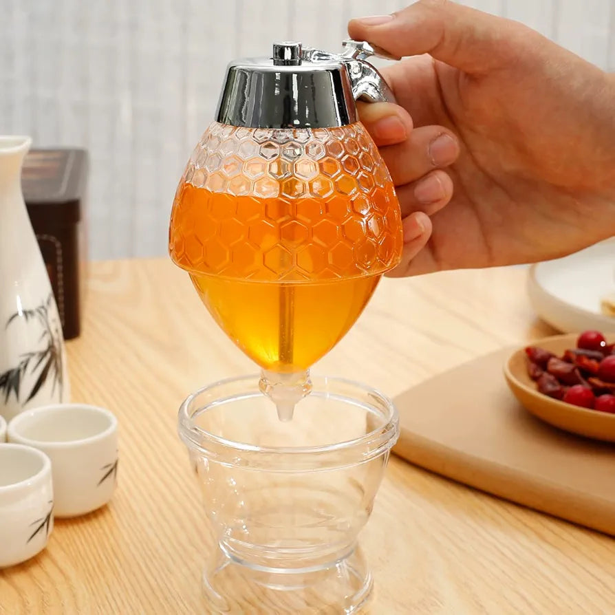 Honey Dispenser with Base No Drip Syrup Dispenser Reusable Plastic Acrylic Syrup Jar 200ml Honey Dispenser with Base No Drip Syrup Dispenser Reusable Plastic Acrylic Syrup Jar 200ml